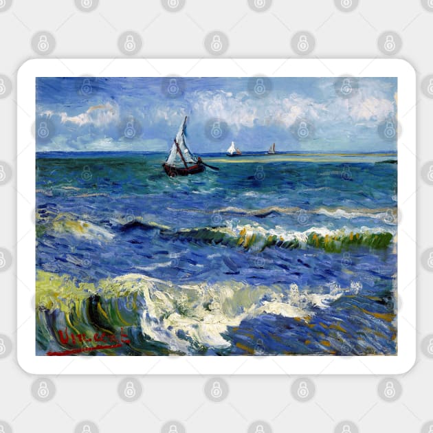 Post-Impressionist Artist Van Gogh Seascape Painting Sticker by Dibble Dabble Designs